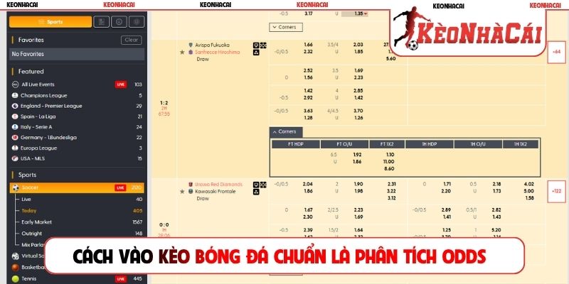 Cách vào kèo bóng đá chuẩn là phân tích odds